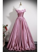 Metallic Sleek Pink Strapless Prom Dress Long With Big Bow Back