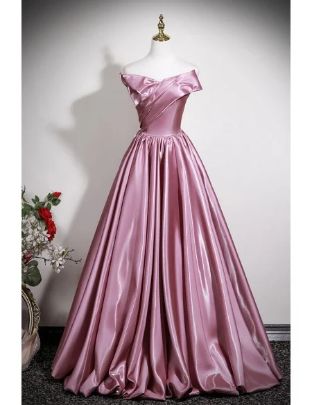 Metallic Sleek Pink Strapless Prom Dress Long With Big Bow Back