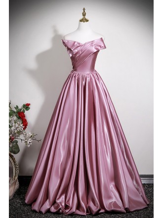 Metallic Sleek Pink Strapless Prom Dress Long With Big Bow Back