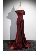 Off Shoulder Side Slit Mermaid Prom Dress