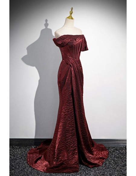 Off Shoulder Side Slit Mermaid Prom Dress
