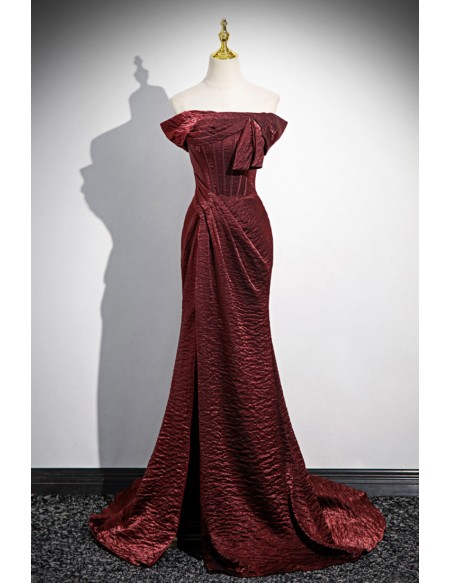 Off Shoulder Side Slit Mermaid Prom Dress