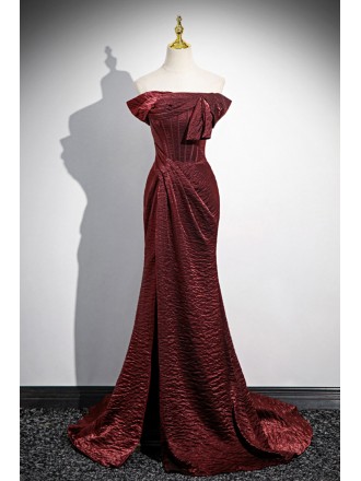 Off Shoulder Side Slit Mermaid Prom Dress