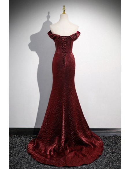 Off Shoulder Side Slit Mermaid Prom Dress