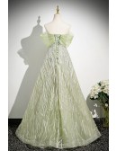 Fairytale Green Sequined Tulle Off Shoulder Prom Dress With Blings