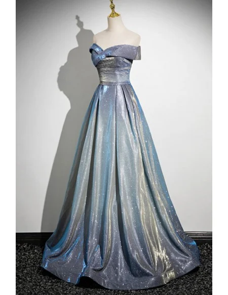 Dremy Sky Stars Ombre Sparkly Prom Dress With Pleats