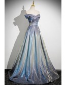 Dremy Sky Stars Ombre Sparkly Prom Dress With Pleats