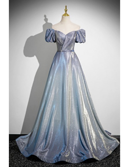 Fatasy Ombre Stars Sparkly Prom Dress With Sleeves