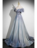 Fatasy Ombre Stars Sparkly Prom Dress With Sleeves