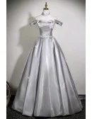 Metallic Silver Grey Unique Prom Dress With Lovely Butterflies