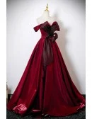 Formal Long Sleek Burgundy Prom Dress With Ruffles