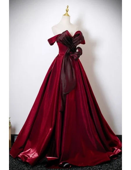 Formal Long Sleek Burgundy Prom Dress With Ruffles