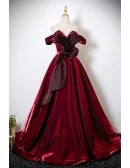 Formal Long Sleek Burgundy Prom Dress With Ruffles