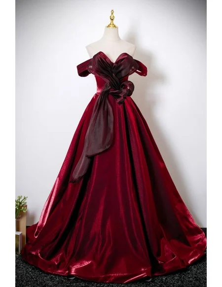 Formal Long Sleek Burgundy Prom Dress With Ruffles