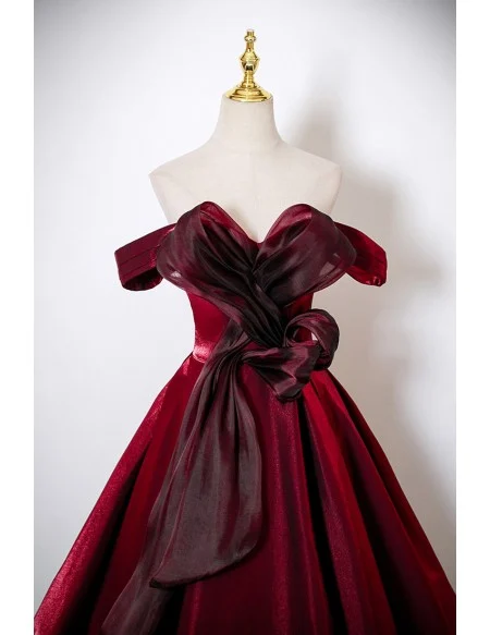 Formal Long Sleek Burgundy Prom Dress With Ruffles