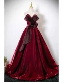 Formal Long Sleek Burgundy Prom Dress With Ruffles