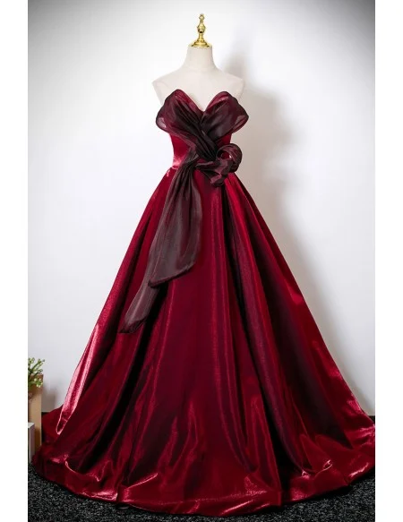 Formal Long Sleek Burgundy Prom Dress With Ruffles