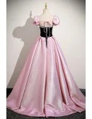 Beaded Sweetheart Metallic Pink Cute Prom Dress With Sleeves