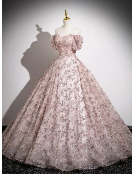 Stunning Pink Sparkly Sequins Ballgown Princess Prom Dress