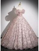 Stunning Pink Sparkly Sequins Ballgown Princess Prom Dress