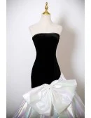 Black And White Big Bow Front Mermaid Formal Prom Dress Strapless