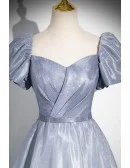 Ombre Grey Blue Off Shoulder Prom Dress With Ruffles Trim