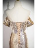 Sparkly Gold Sequined Mermaid Party Prom Dress Elegant