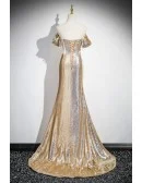 Sparkly Gold Sequined Mermaid Party Prom Dress Elegant
