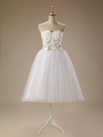 A-Line Sweetheart Short Tulle Dress With Appliquer Lace