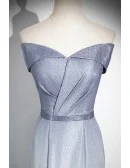 Ombre Grey Blue Mermaid Off Shoulder Prom Dress With Ruffles