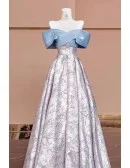 Unique Metallic Pattern Off Shoulder Ruffled Long Prom Dress