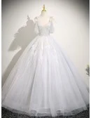 Fairytale White Tulle Princess Ballgown Prom Dress With Bling