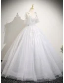 Fairytale White Tulle Princess Ballgown Prom Dress With Bling