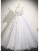 Fairytale White Tulle Princess Ballgown Prom Dress With Bling