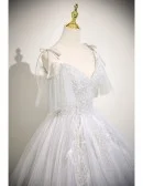 Fairytale White Tulle Princess Ballgown Prom Dress With Bling