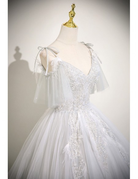 Fairytale White Tulle Princess Ballgown Prom Dress With Bling