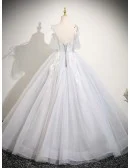 Fairytale White Tulle Princess Ballgown Prom Dress With Bling