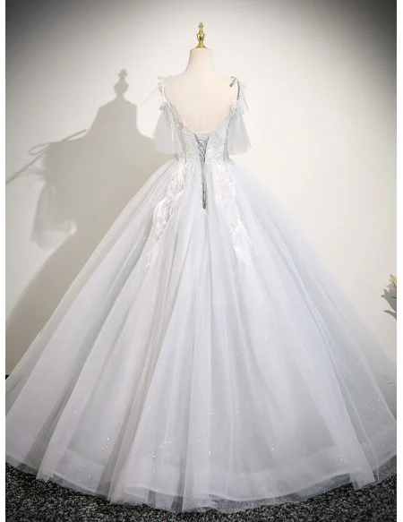 Fairytale White Tulle Princess Ballgown Prom Dress With Bling