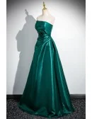 Elegant Metallic Green Strapless Prom Dress For Formal