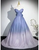 Blue Ombre Bling Stars Princess Prom Dress With Big Bow