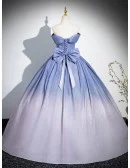Blue Ombre Bling Stars Princess Prom Dress With Big Bow