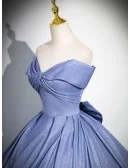 Blue Ombre Bling Stars Princess Prom Dress With Big Bow