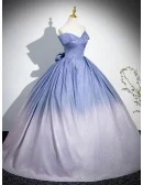 Blue Ombre Bling Stars Princess Prom Dress With Big Bow