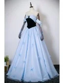 Fairytale Blue Princess Prom Dress Off Shoulder With Butterflies