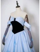 Fairytale Blue Princess Prom Dress Off Shoulder With Butterflies