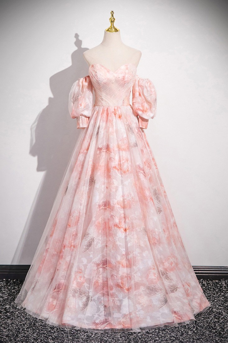 Long Sleeve Pink Prom Dresses Embroidered Engagement Party Dress FD1654 main image 0