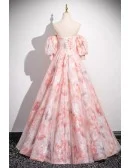Romantic Flower Patterns Sweetheart Pink Long Prom Dress