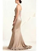 Champagne Mermaid Wedding Party Dress with Ruffles and Embroidered Bodice