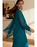 Chic Full Length Teal Wedding Guest Dress with Matching Jacket