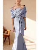 Classy Mermaid Formal Wedding Party Dress with Cape Sleeve